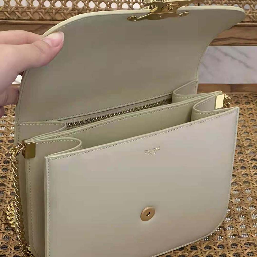 Celine Women Classique Triomphe Bag in Shiny Calfskin-Beige - image 10