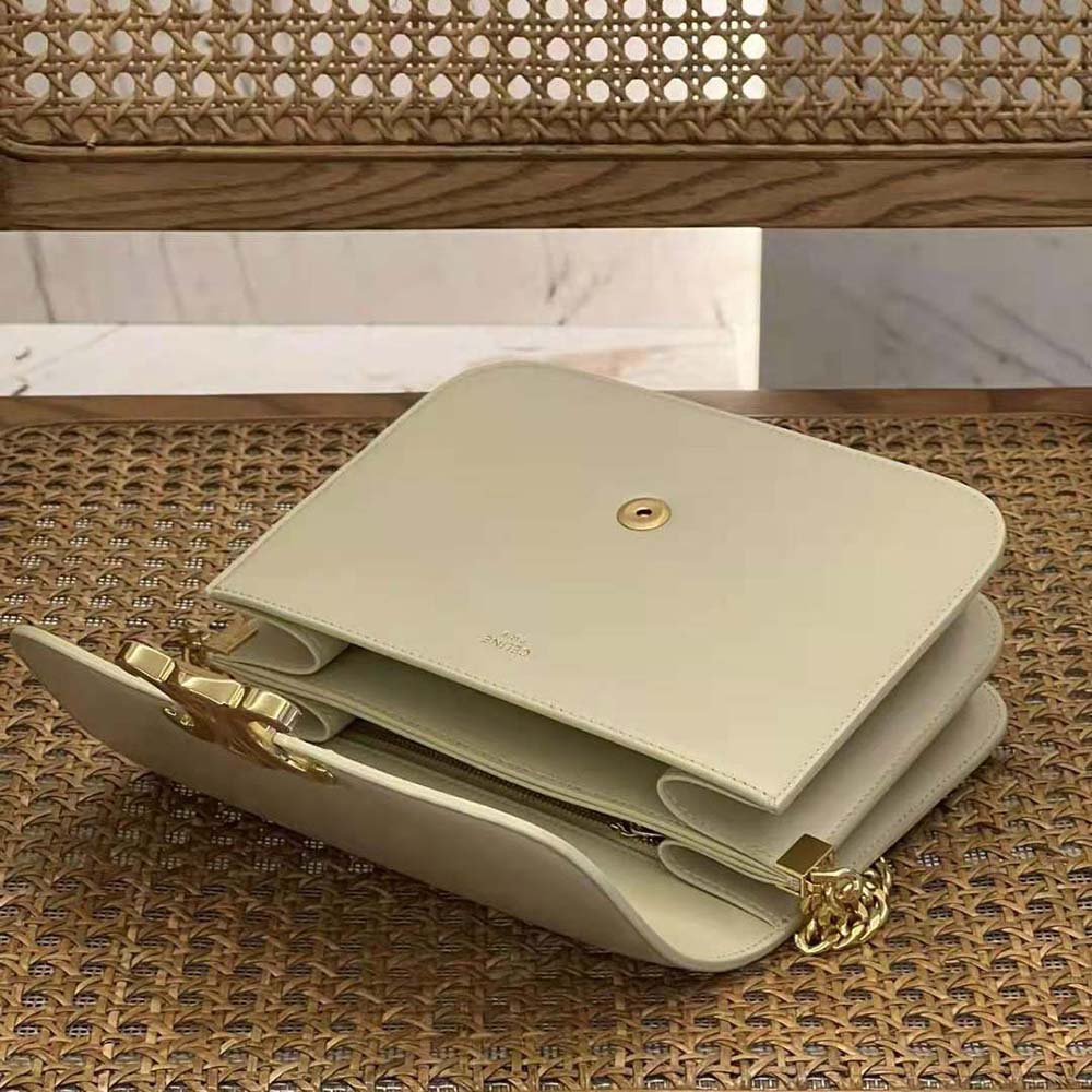 Celine Women Classique Triomphe Bag in Shiny Calfskin-Beige - image 7