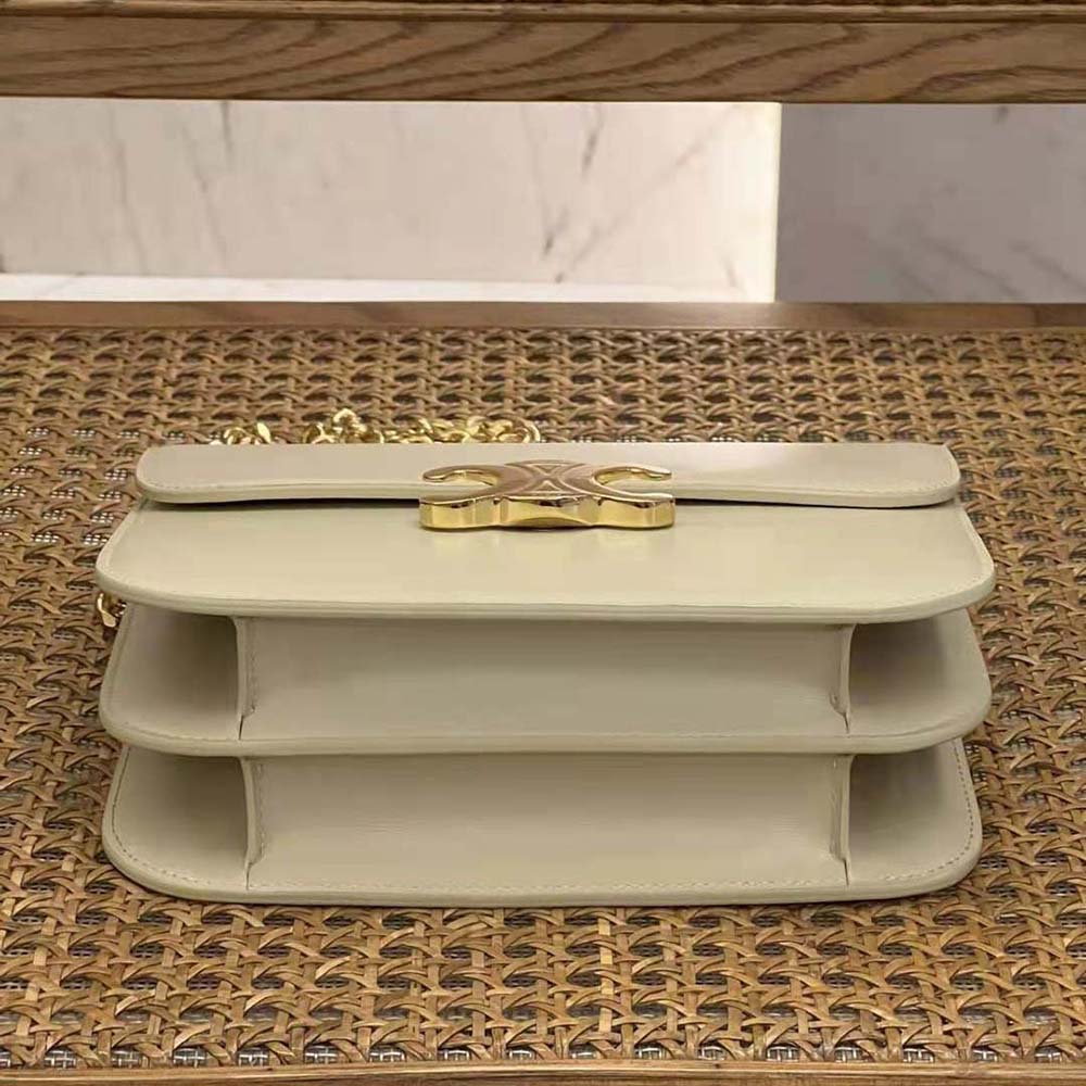 Celine Women Classique Triomphe Bag in Shiny Calfskin-Beige - image 6