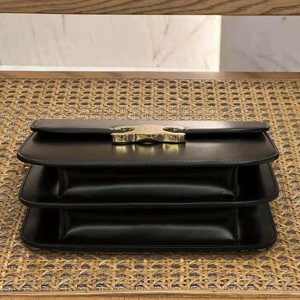 Celine Women Classique Triomphe Bag in Shiny Calfskin-Black - image 5