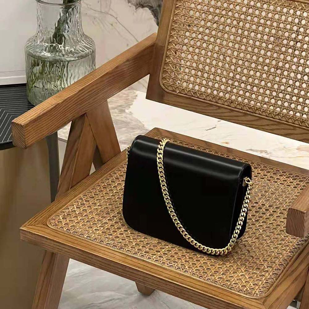 Side angle showing structured silhouette of Celine Women Classique Triomphe Bag