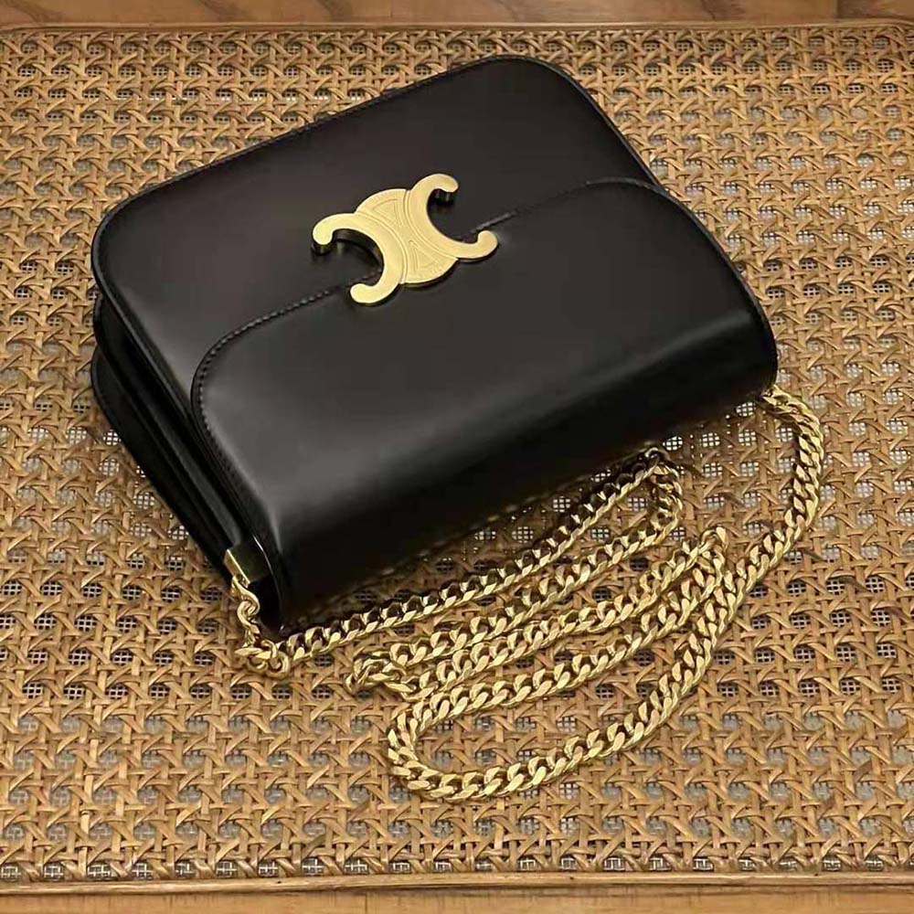 Celine Women Classique Triomphe Bag in Shiny Calfskin-Black - image 6
