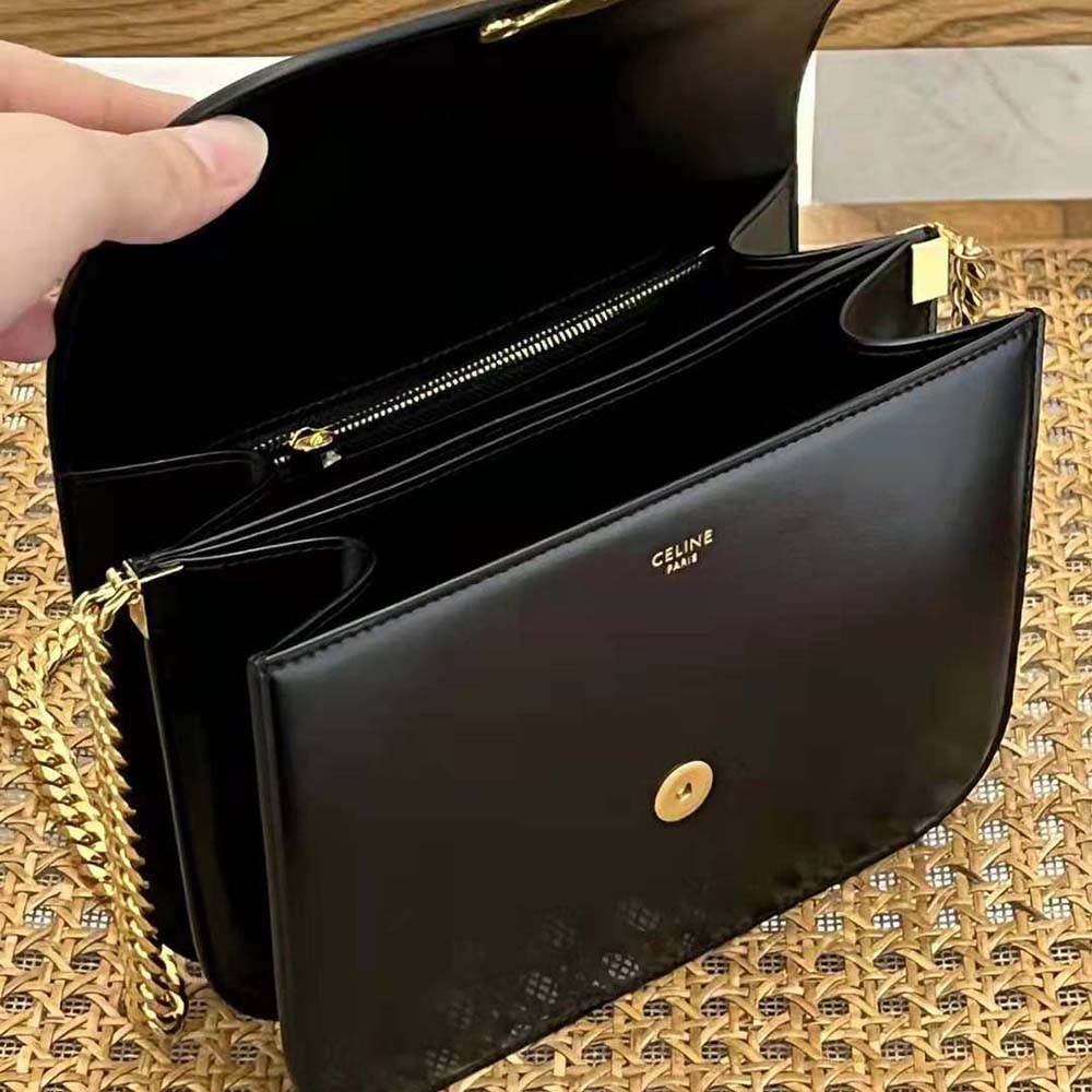 Celine Women Classique Triomphe Bag in Shiny Calfskin-Black - image 8