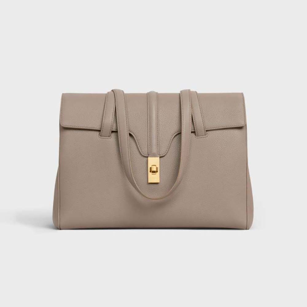 Front angle of Celine Women Medium Soft 16 Bag in gray calfskin