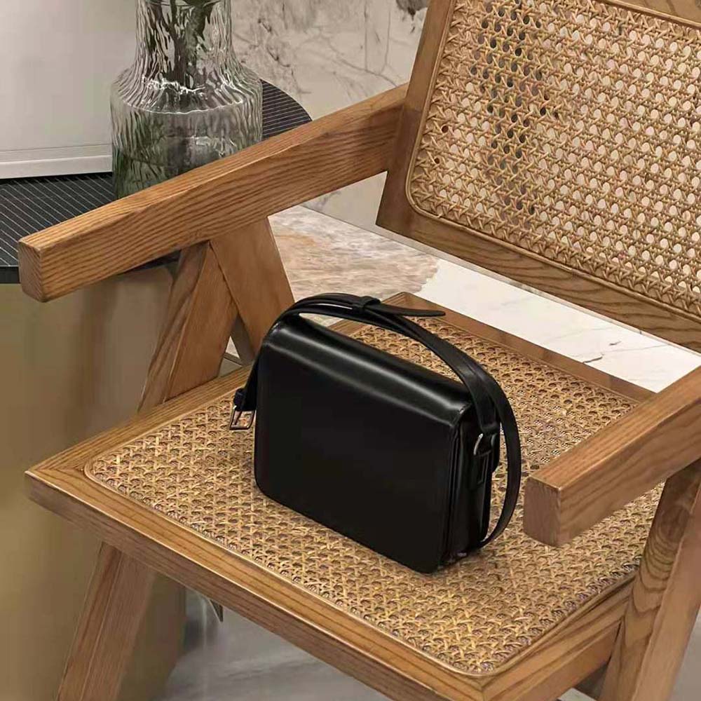 Side angle showing silhouette and strap of Celine Women Teen Triomphe Bag
