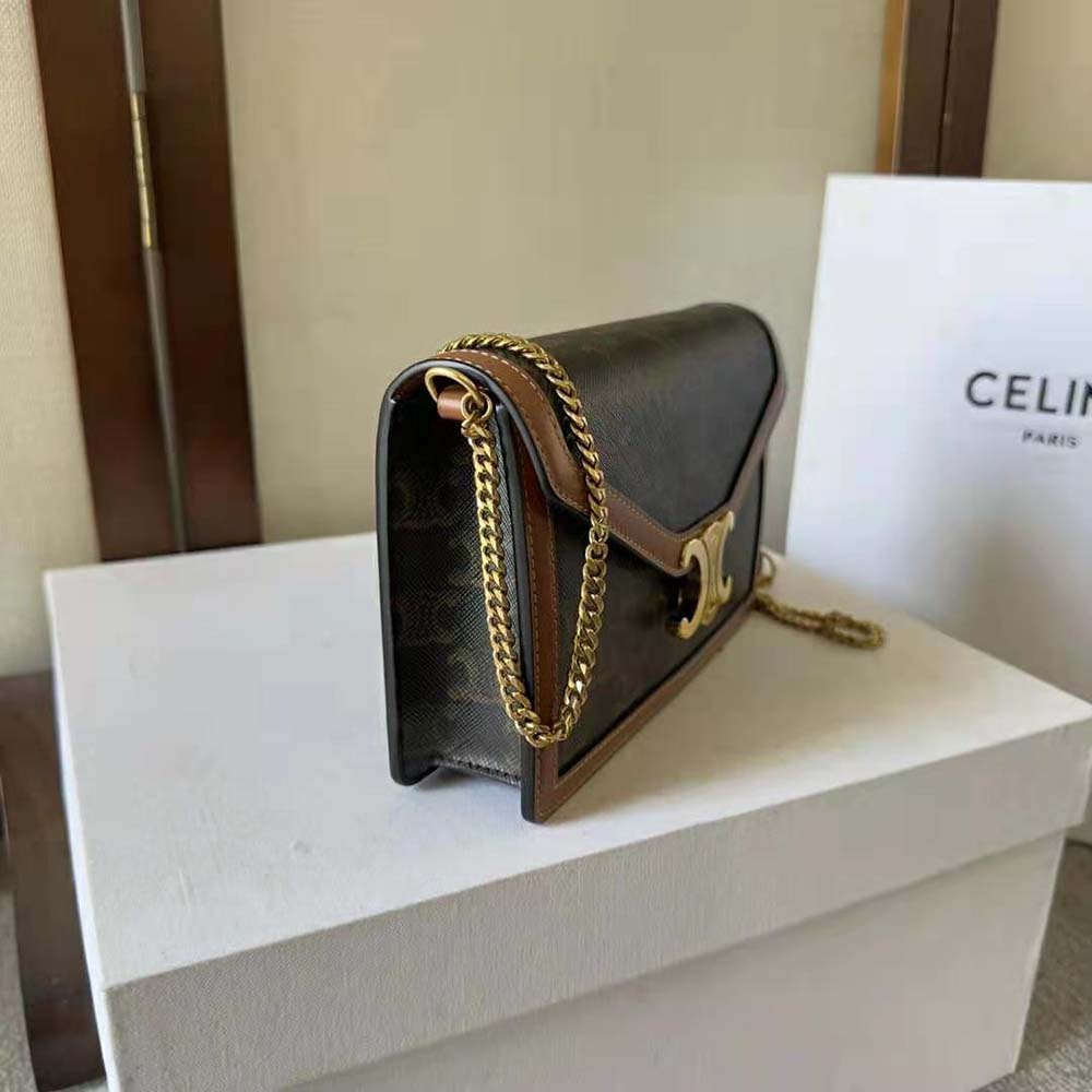 Celine Women Wallet on Chain Margo in Triomphe Canvas and Calfskin - image 5