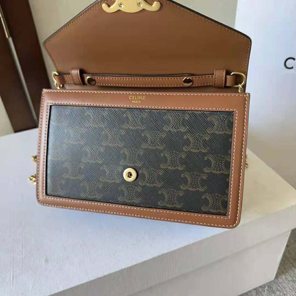 Celine Women Wallet on Chain Margo in Triomphe Canvas and Calfskin - image 7