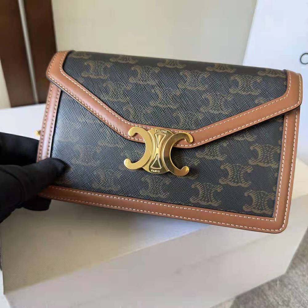 Celine Women Wallet on Chain Margo in Triomphe Canvas and Calfskin - image 4