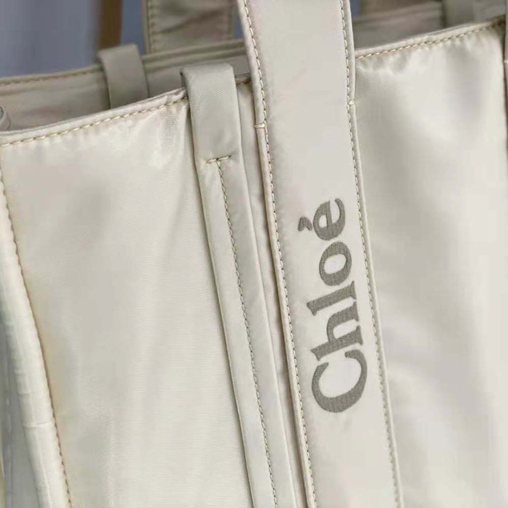 Chloe Women Large Woody Tote Bag-White - image 6