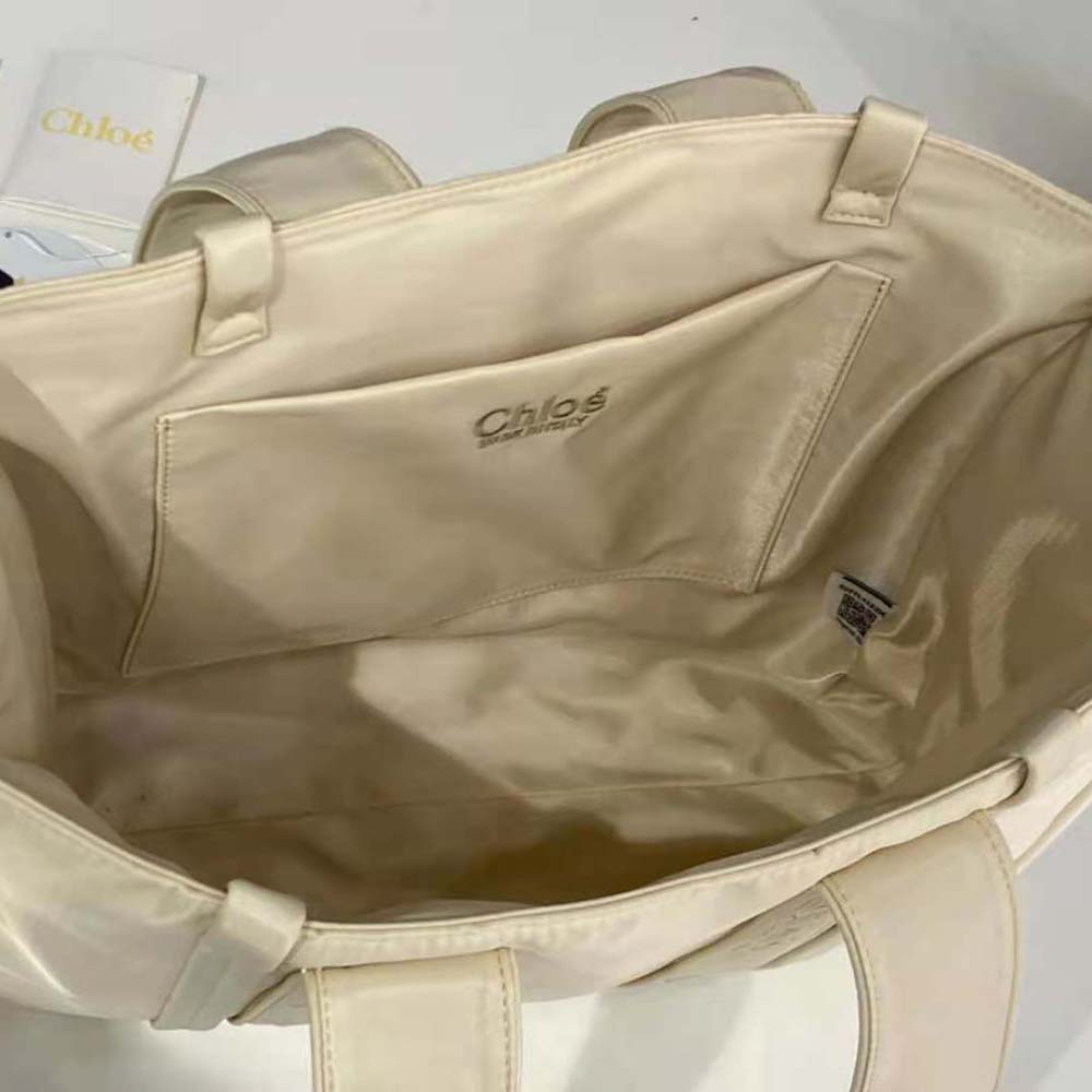 Chloe Women Large Woody Tote Bag-White - image 8