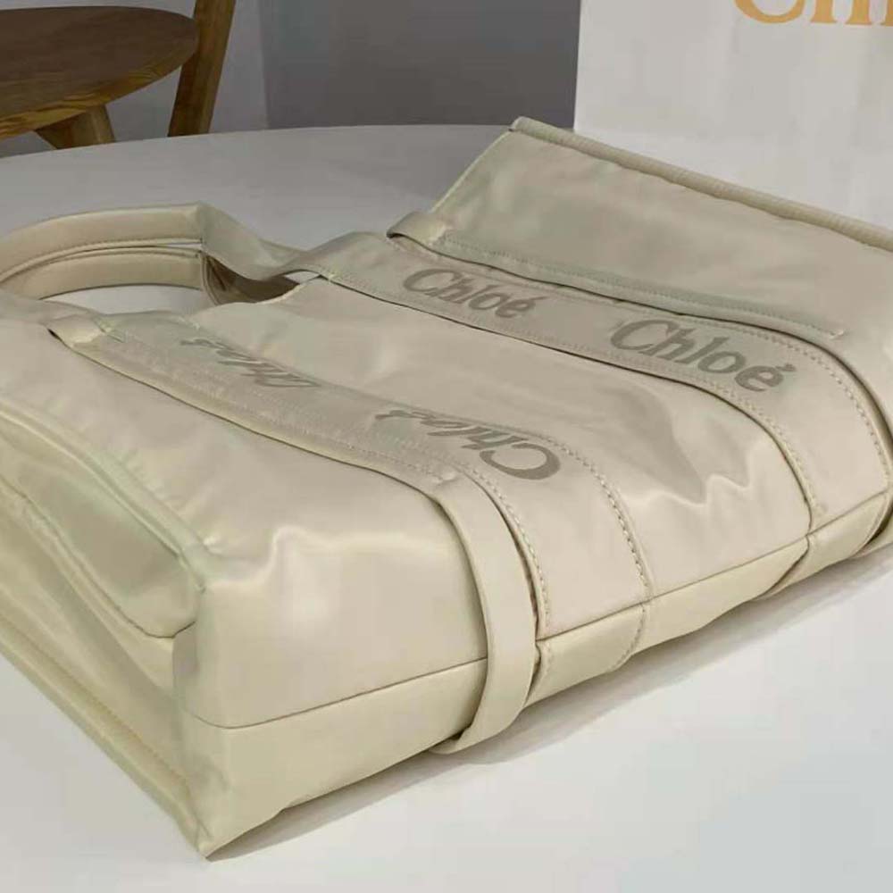 Chloe Women Large Woody Tote Bag-White - image 4