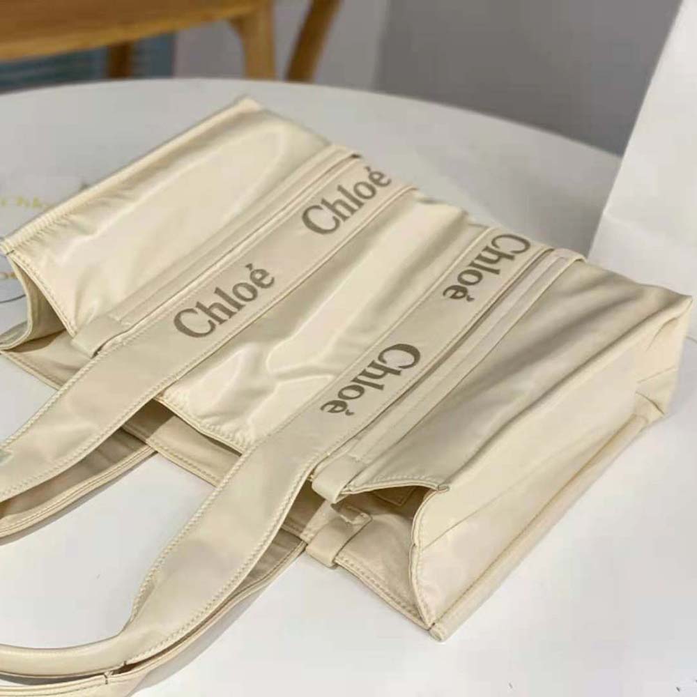 Chloe Women Large Woody Tote Bag-White - image 5