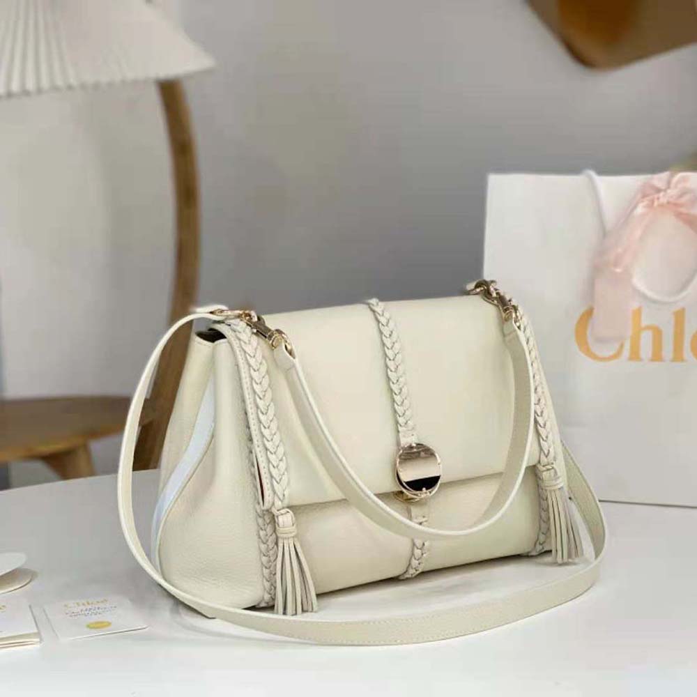 Chloe Women Penelope Medium Soft Shoulder Bag-White - image 4