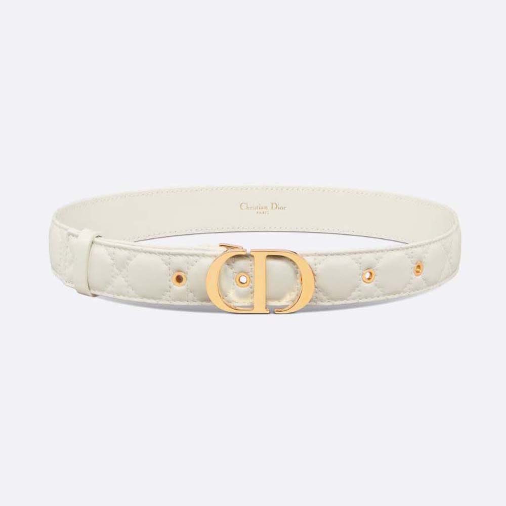 Front view of Dior Women 30 Montaigne Belt Latte Cannage Calfskin 30 MM