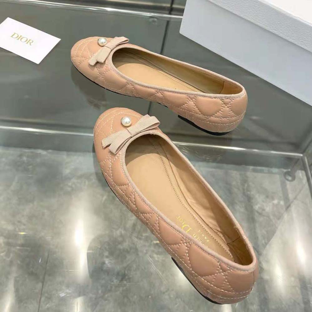 Dior Women Ballet Flat Nude Quilted Cannage Calfskin - image 6