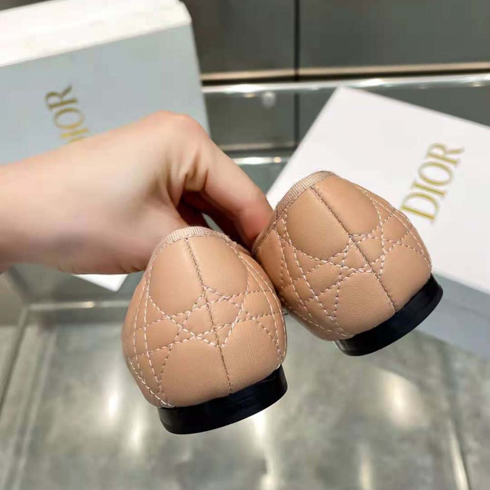 Dior Women Ballet Flat Nude Quilted Cannage Calfskin - image 10