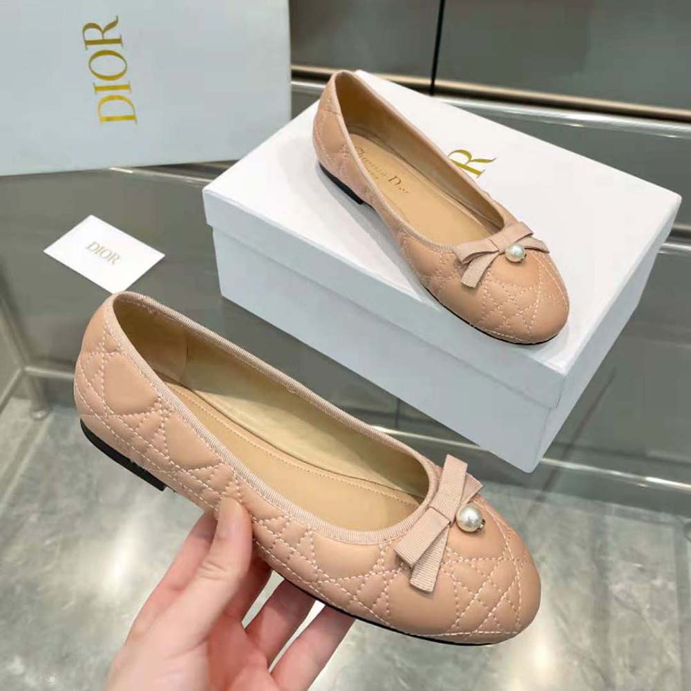 Dior Women Ballet Flat Nude Quilted Cannage Calfskin - image 7