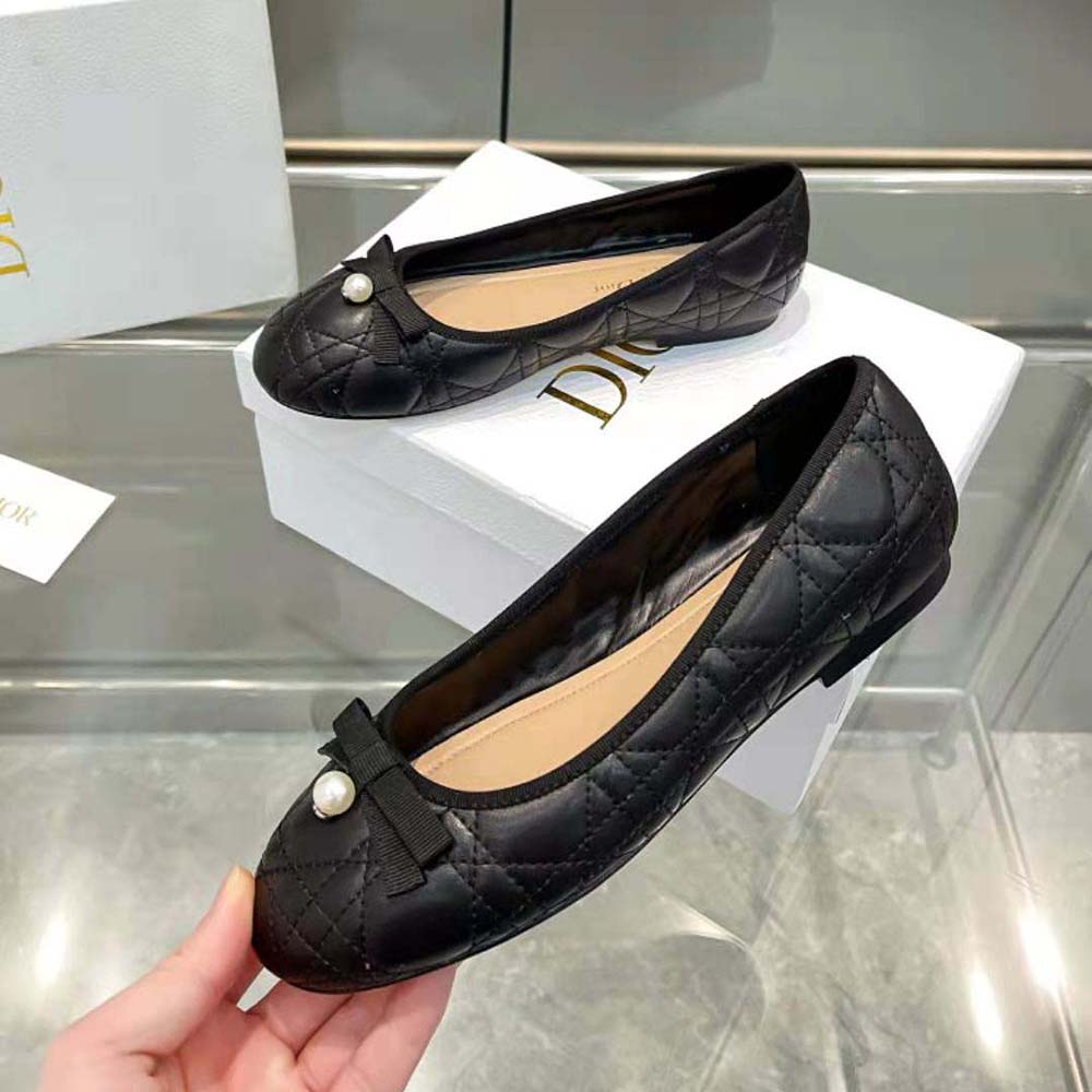 Dior Women Ballet Flat Quilted Cannage Calfskin-Black - image 9