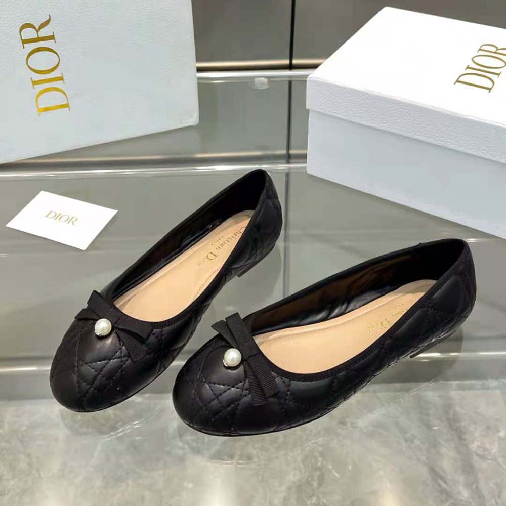 Dior Women Ballet Flat Quilted Cannage Calfskin-Black - image 7