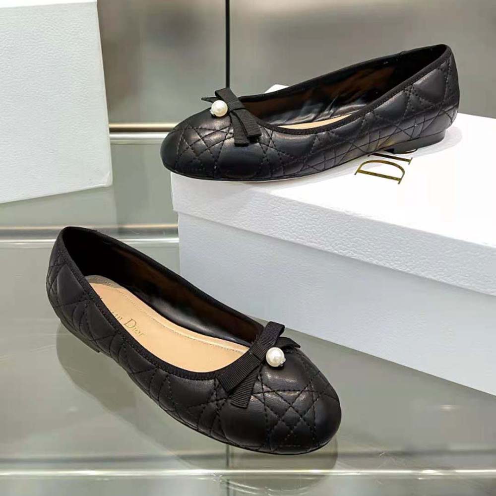 Dior Women Ballet Flat Quilted Cannage Calfskin-Black - image 6