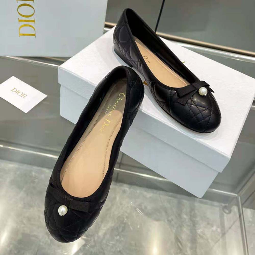 Dior Women Ballet Flat Quilted Cannage Calfskin-Black - image 5