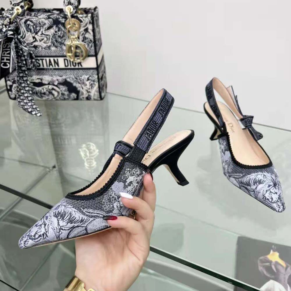 Dior Women J’Adior Slingback Pump Blue Multicolor Embroidered Denim - image 6