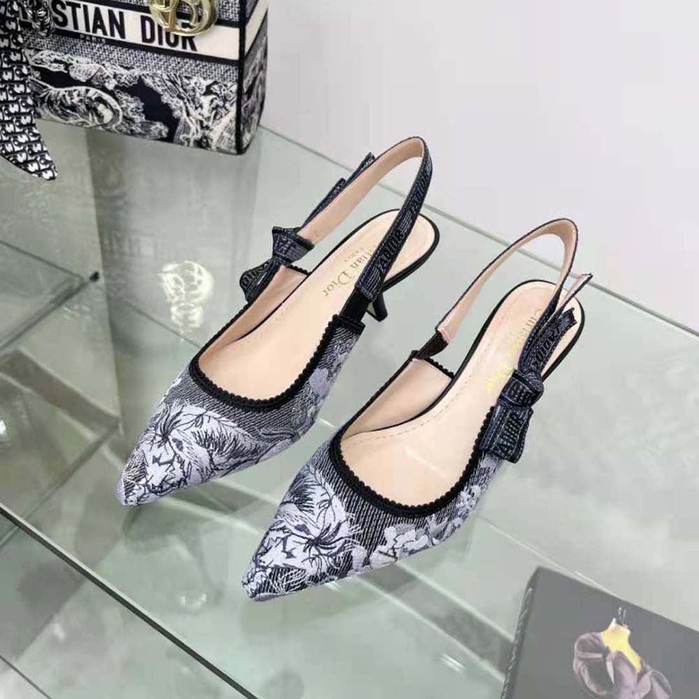 Rear angle showing adjustable slingback strap on Dior Women J’Adior Pump