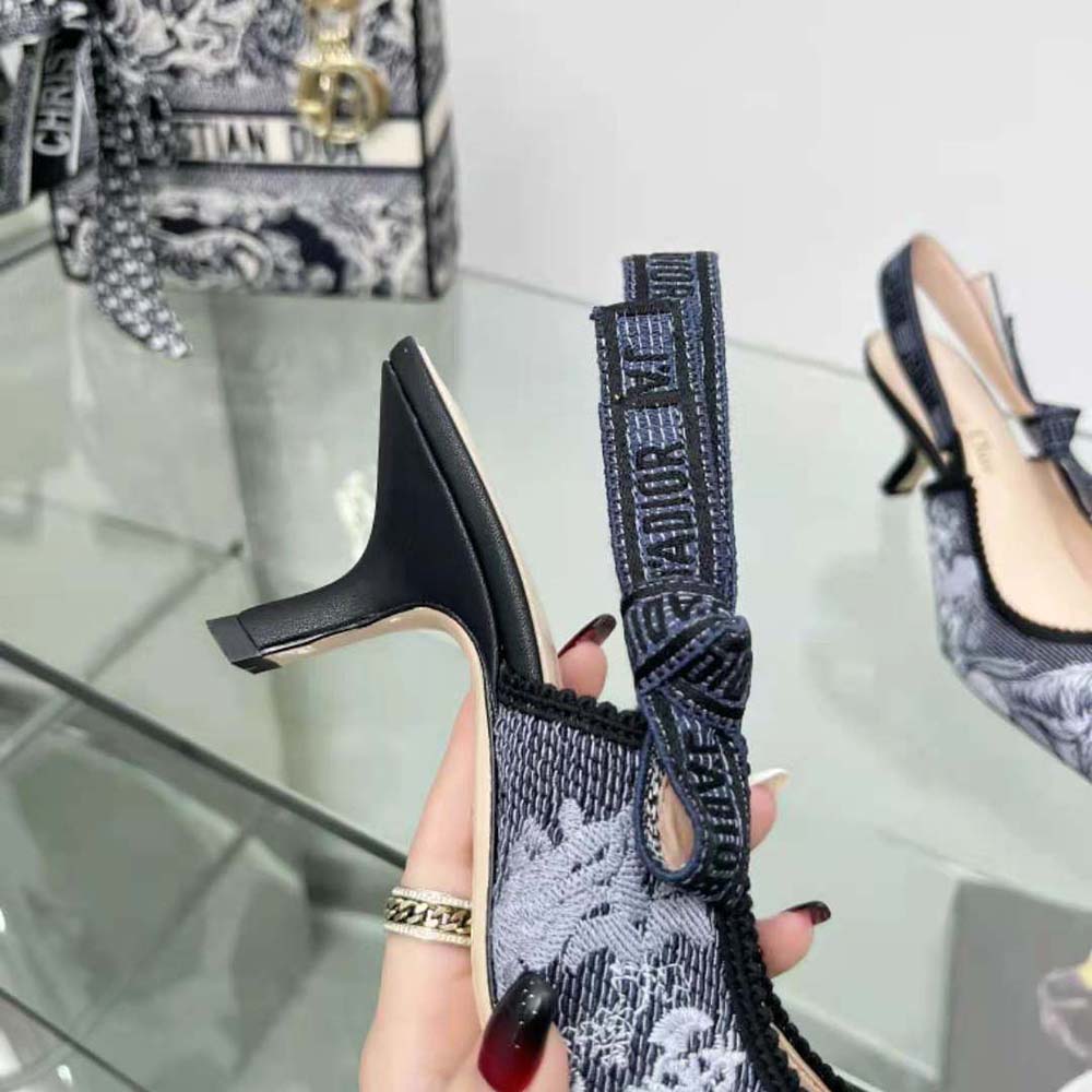 Dior Women J’Adior Slingback Pump Blue Multicolor Embroidered Denim - image 9