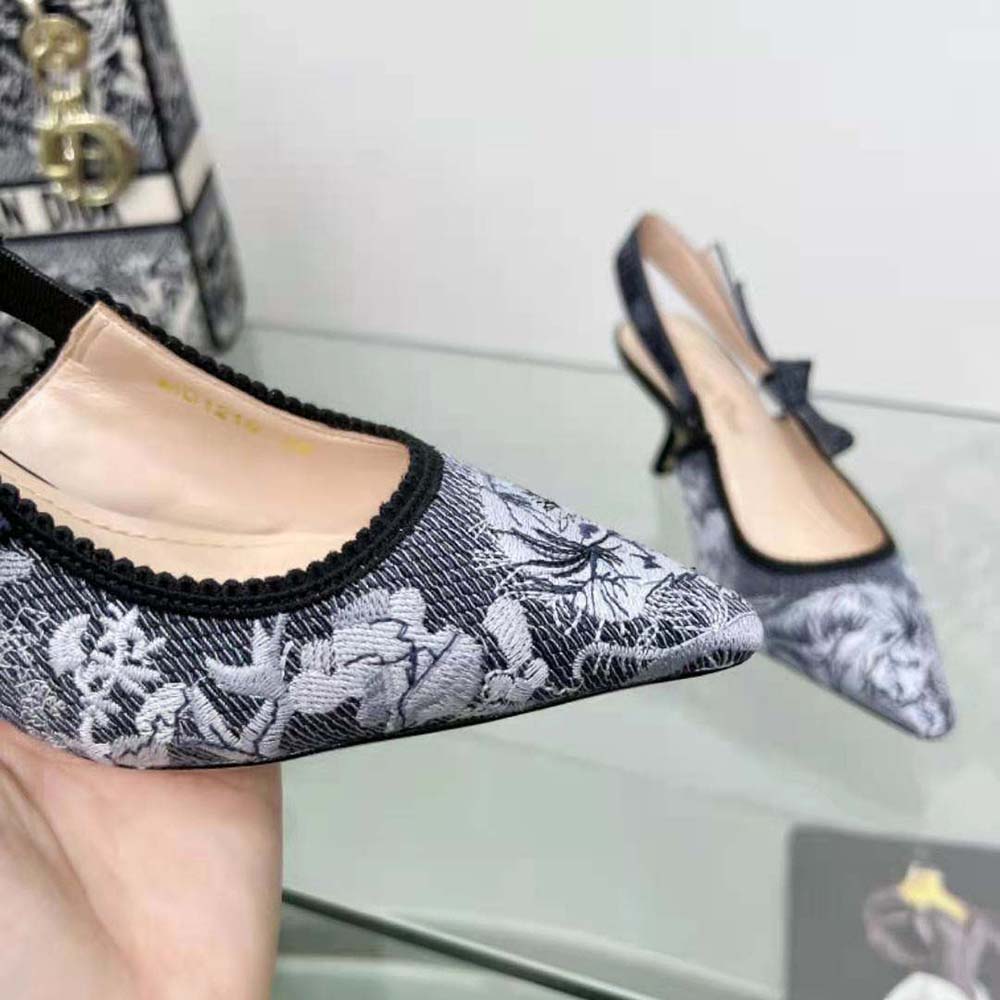 Dior Women J’Adior Slingback Pump Blue Multicolor Embroidered Denim - image 8
