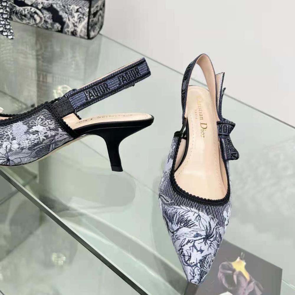 Dior Women J’Adior Slingback Pump Blue Multicolor Embroidered Denim - image 7