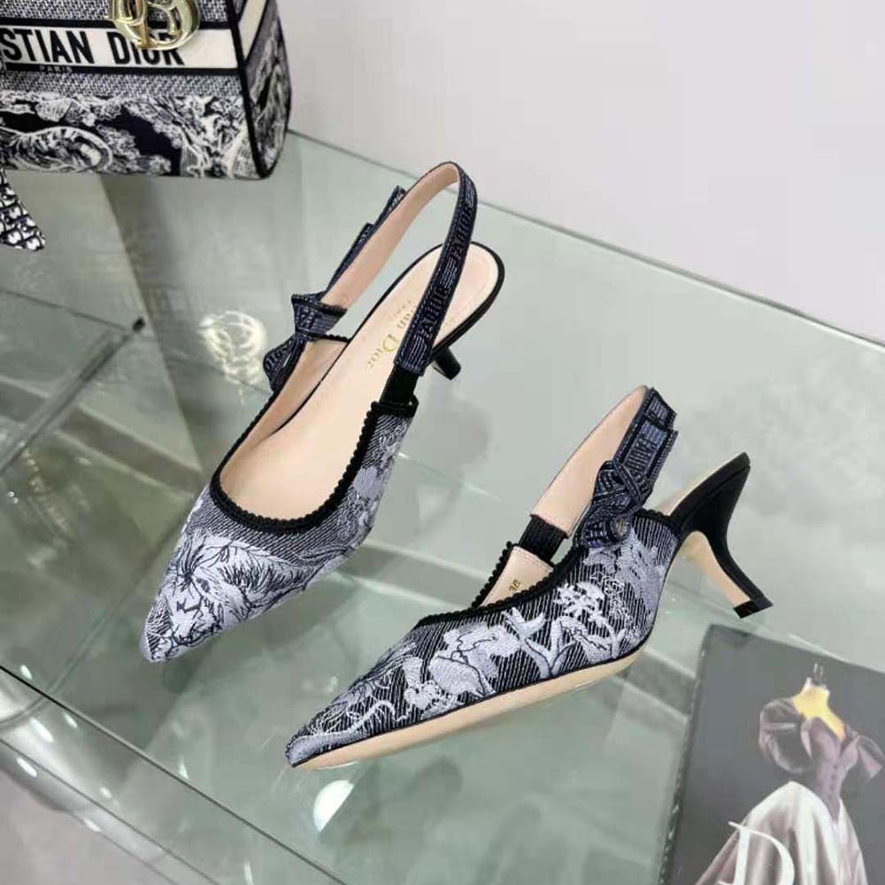 Dior Women J’Adior Slingback Pump Blue Multicolor Embroidered Denim - image 5