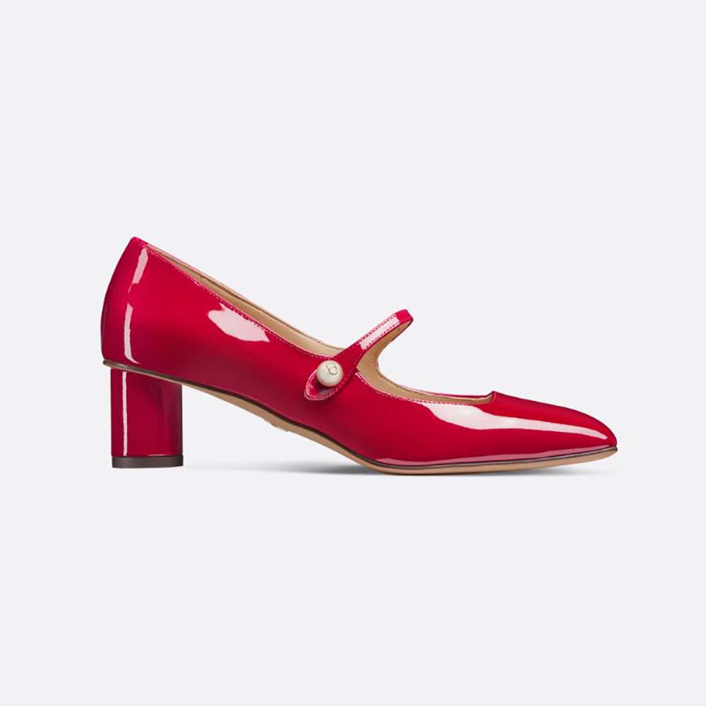 Side view of Dior Women Jolie Dior Pump Amaryllis Red Patent Calfskin high heel