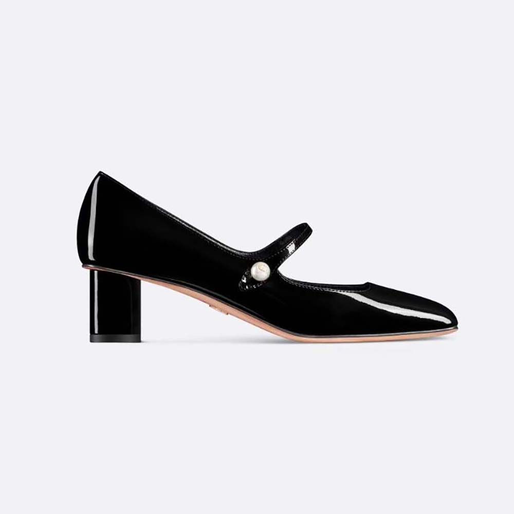 Side profile of Dior Women Jolie Dior Pump Black Patent Calfskin
