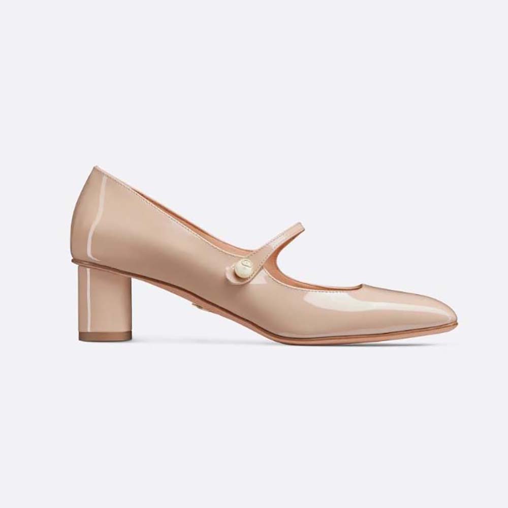 Side view of Dior Women Jolie Dior Pump Nude Patent Calfskin in pink