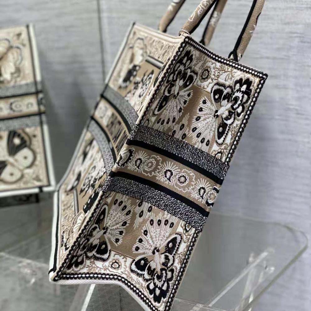 Dior Women Large Dior Book Tote Beige Multicolor Butterfly Bandana Embroidery - image 4
