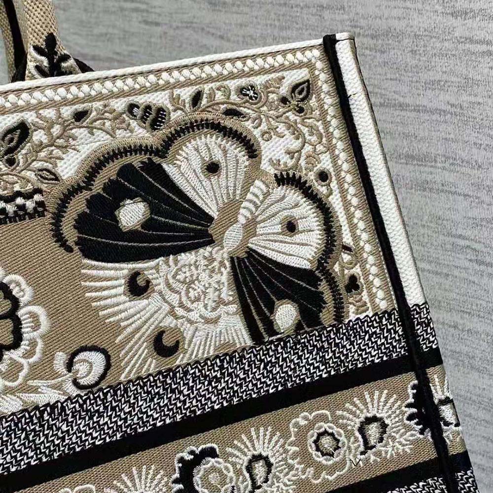 Dior Women Large Dior Book Tote Beige Multicolor Butterfly Bandana Embroidery - image 7