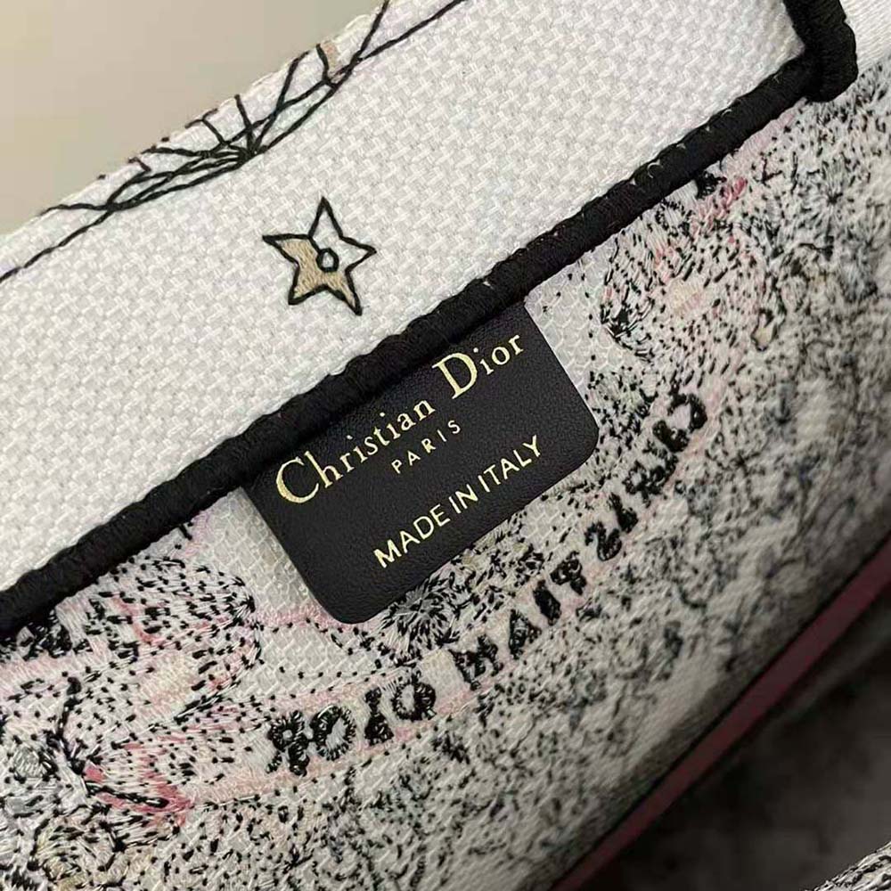 Dior Women Large Dior Book Tote White and Pastel Pink Butterfly Around The World Embroidery - image 10