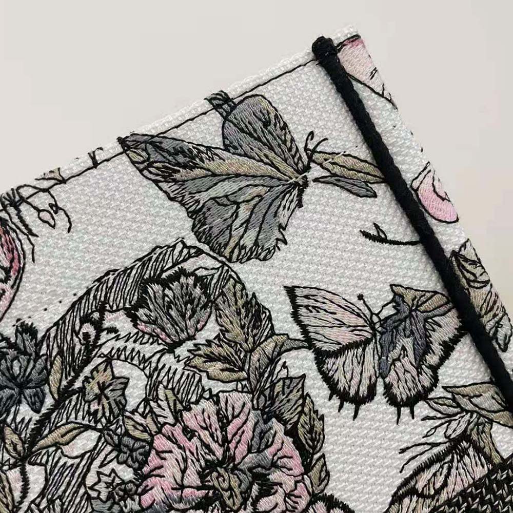 Dior Women Large Dior Book Tote White and Pastel Pink Butterfly Around The World Embroidery - image 6