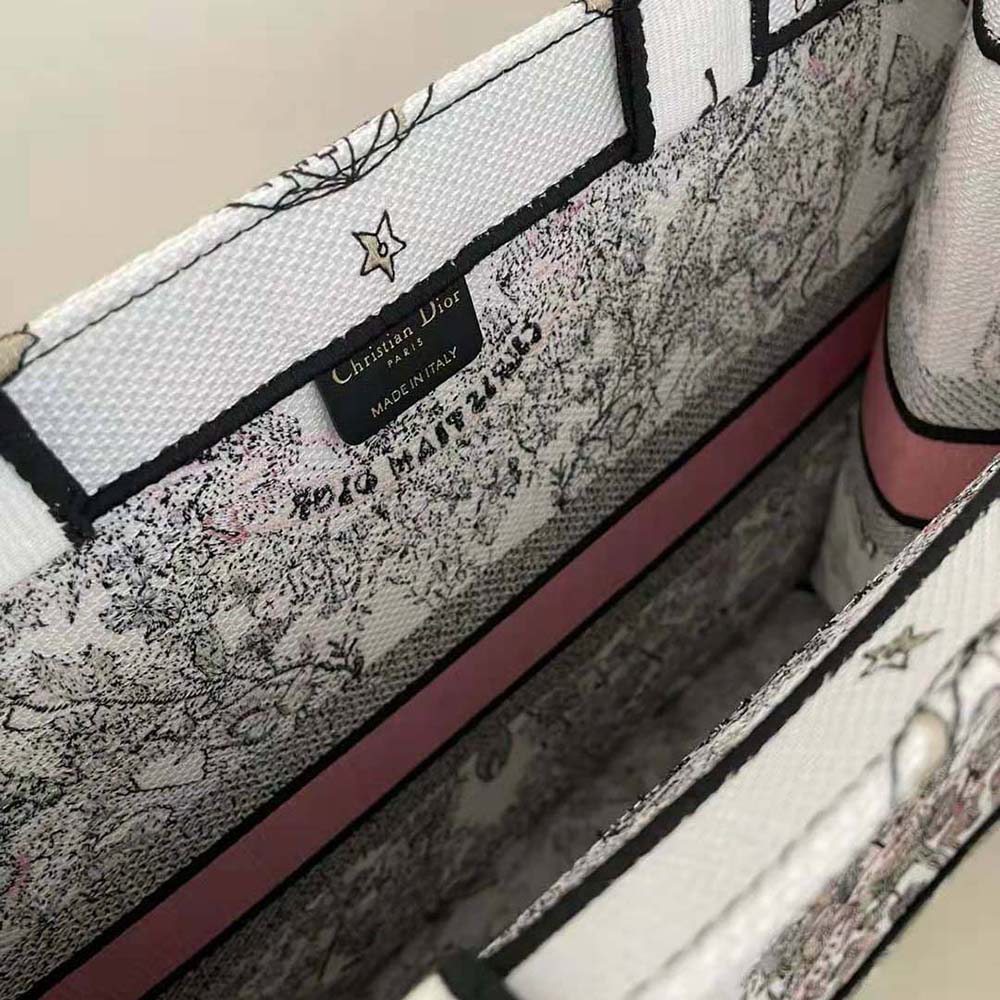 Dior Women Large Dior Book Tote White and Pastel Pink Butterfly Around The World Embroidery - image 9