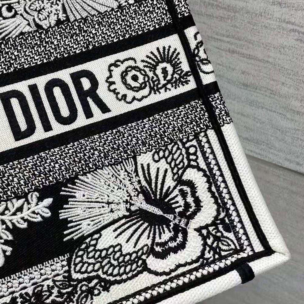 Dior Women Medium Dior Book Tote Black and White Butterfly Bandana Embroidery - image 8