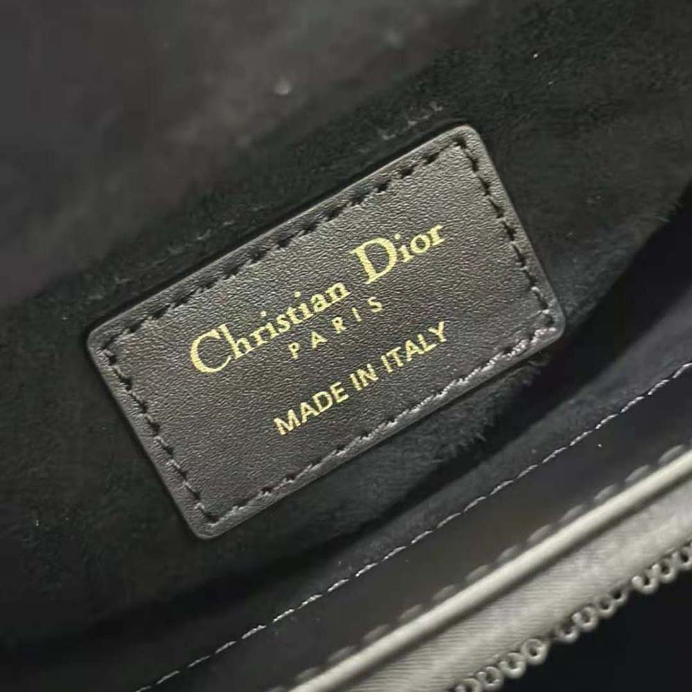 Dior Women Mini Lady D-joy Bag Black Cannage Cotton with Micropearl Embroidery - image 10