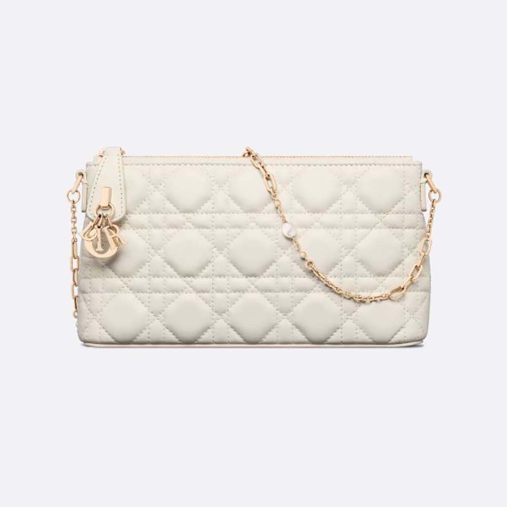 Front view of Dior Women Miss Dior Midi Mini Bag Latte Cannage Lambskin