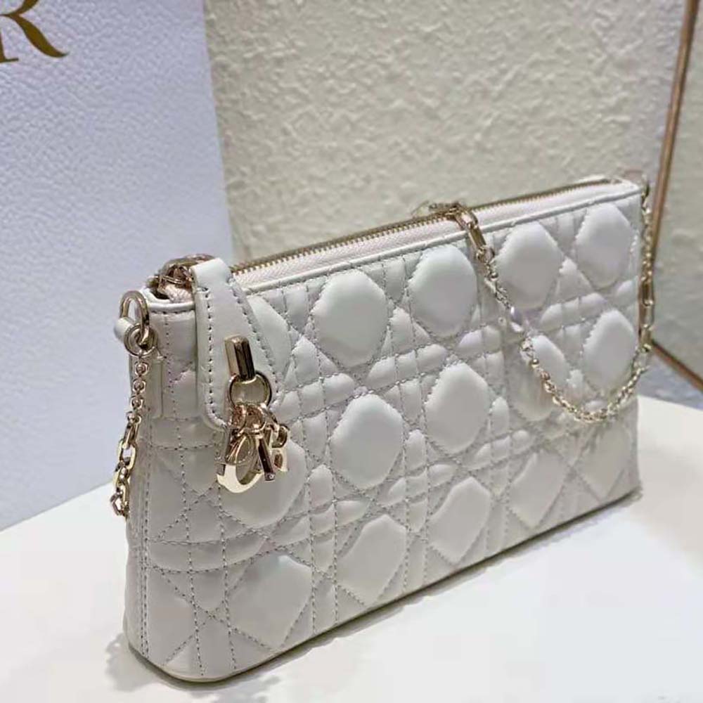 Dior Women Miss Dior Midi Mini Bag Latte Cannage Lambskin - image 5