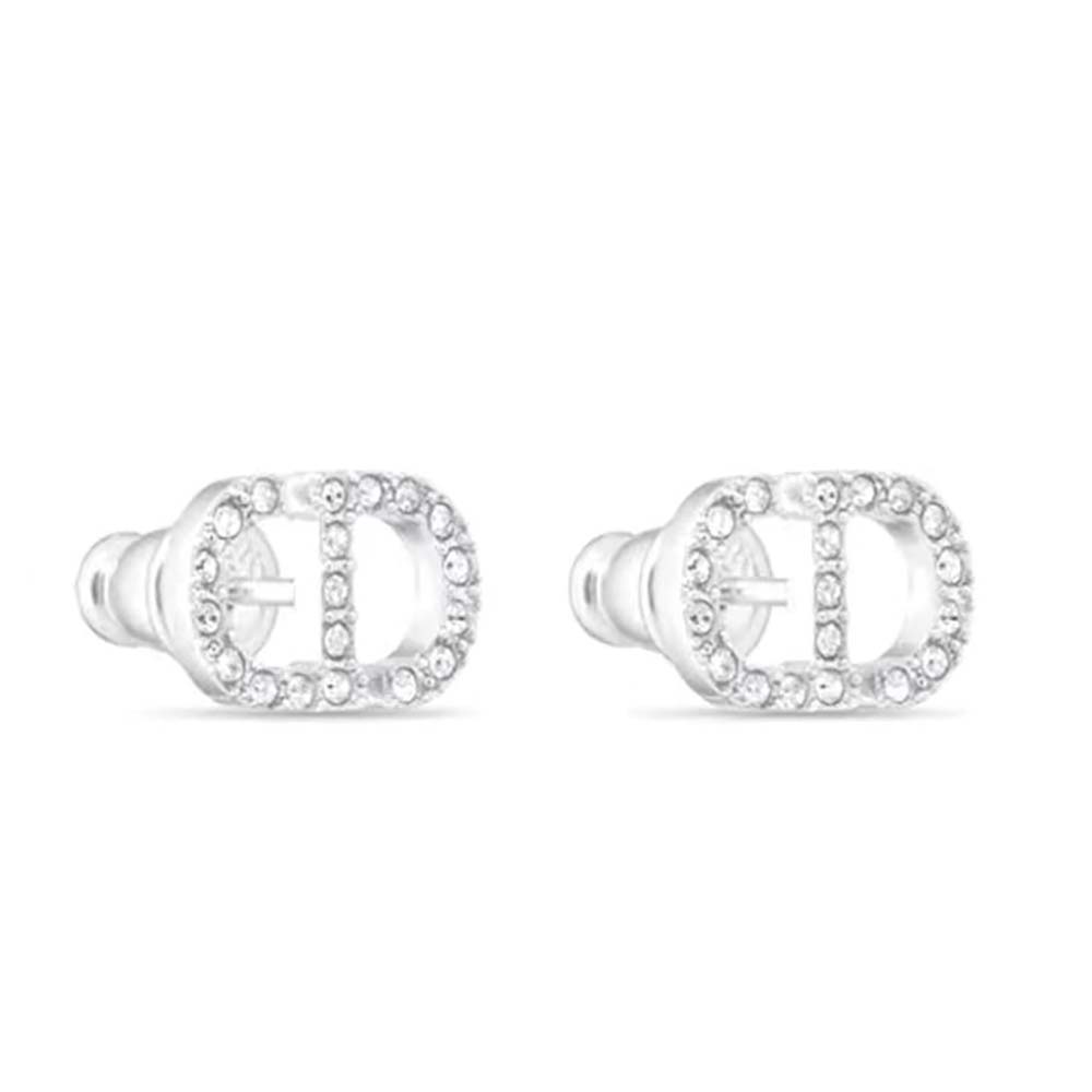 Side angle showing push-back closure of Dior Women Petit CD Mini Stud Earrings
