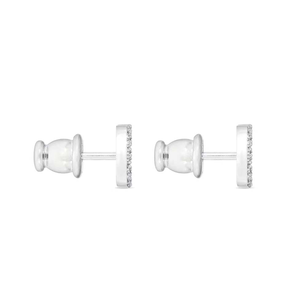 Dior Women Petit CD Mini Stud Earrings Silver-Finish Metal with White Crystals - image 4