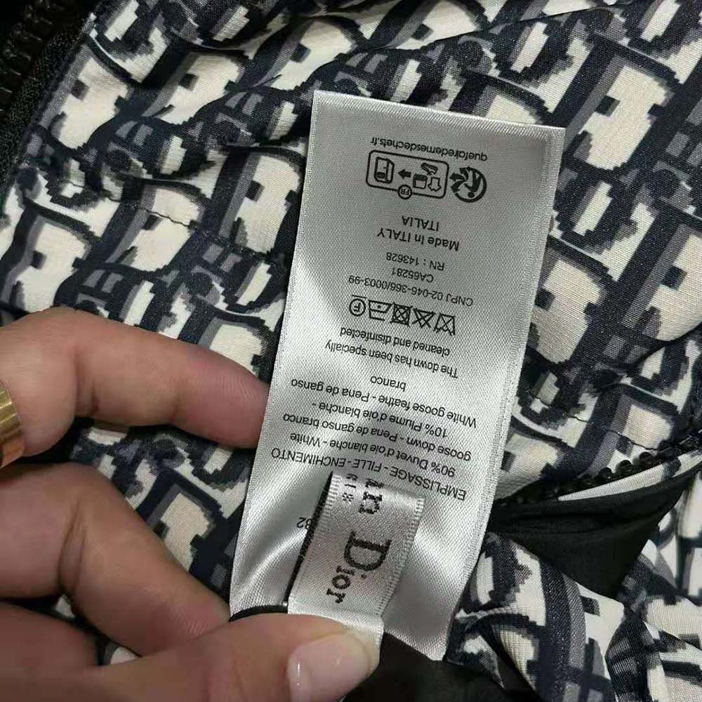 Dior Women Reversible Long Puffer Jacket Blue and Ecru Dior Oblique Quilted Technical Taffeta - image 9
