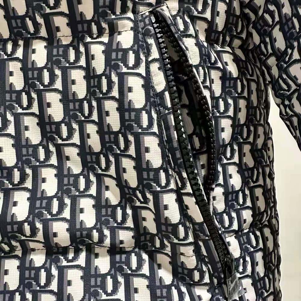 Dior Women Reversible Long Puffer Jacket Blue and Ecru Dior Oblique Quilted Technical Taffeta - image 10