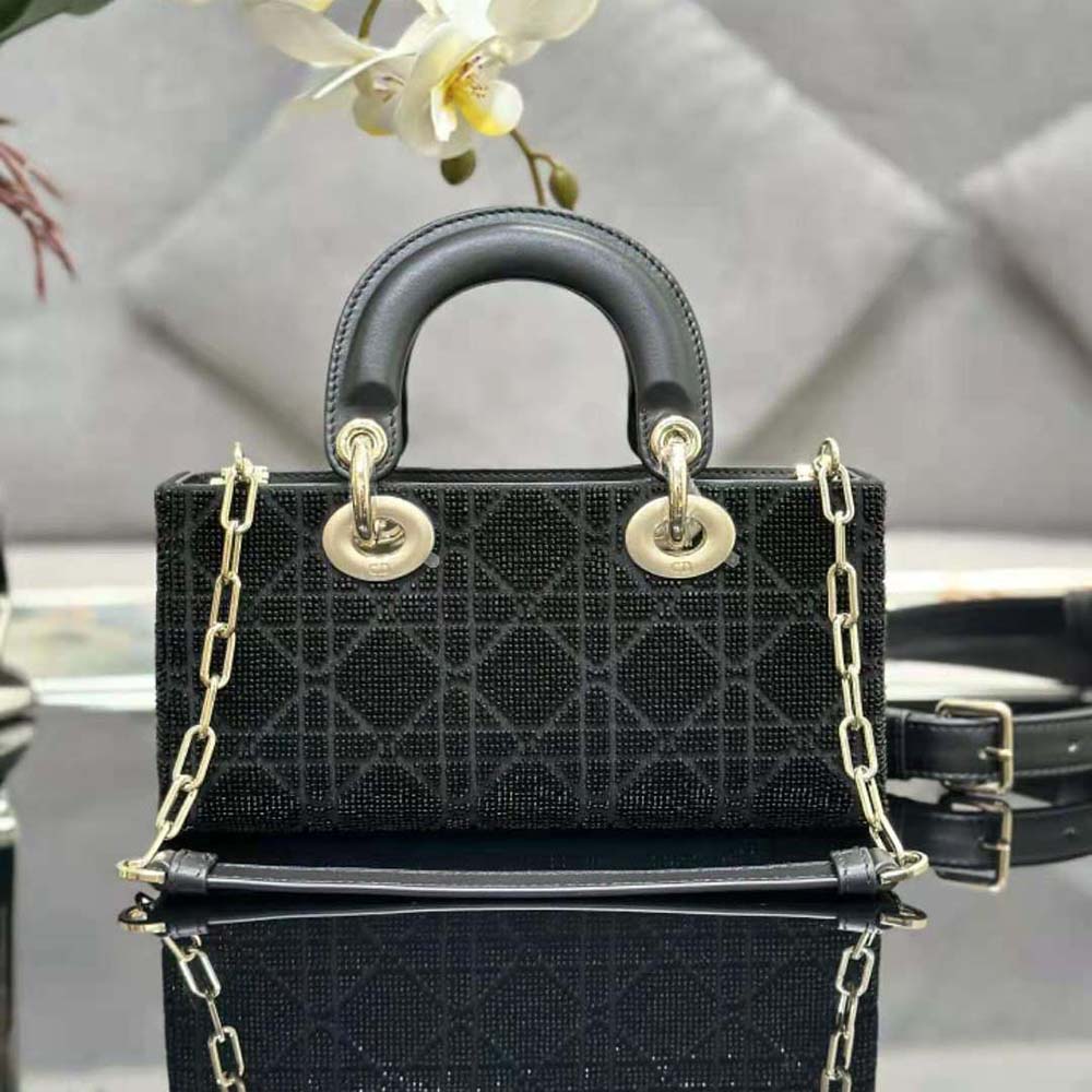 Side profile showing silver hardware and Cannage quilting detail