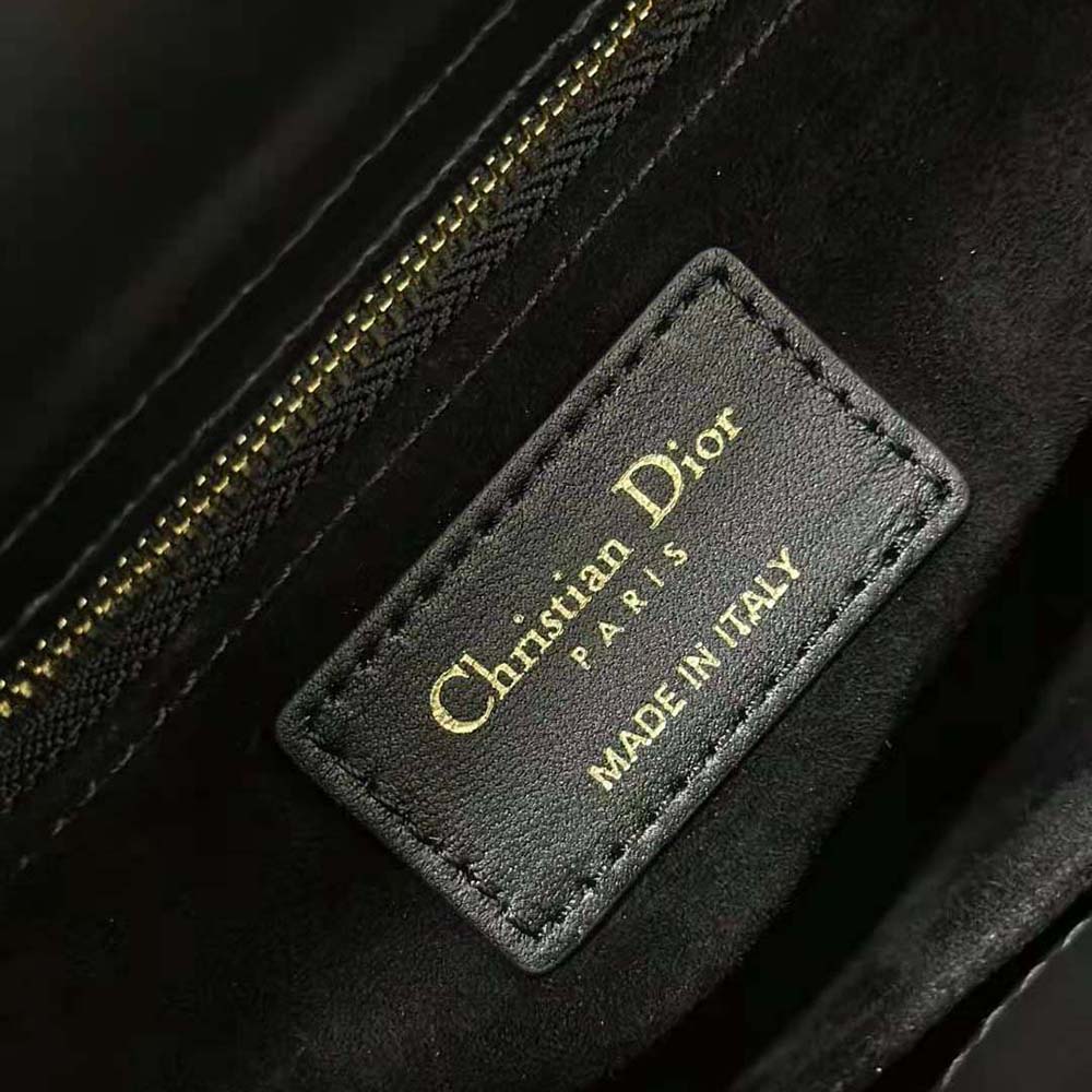 Dior Women Small Lady Dior Bag Black Cannage Lambskin with Gold-Finish Butterfly Studs - image 10