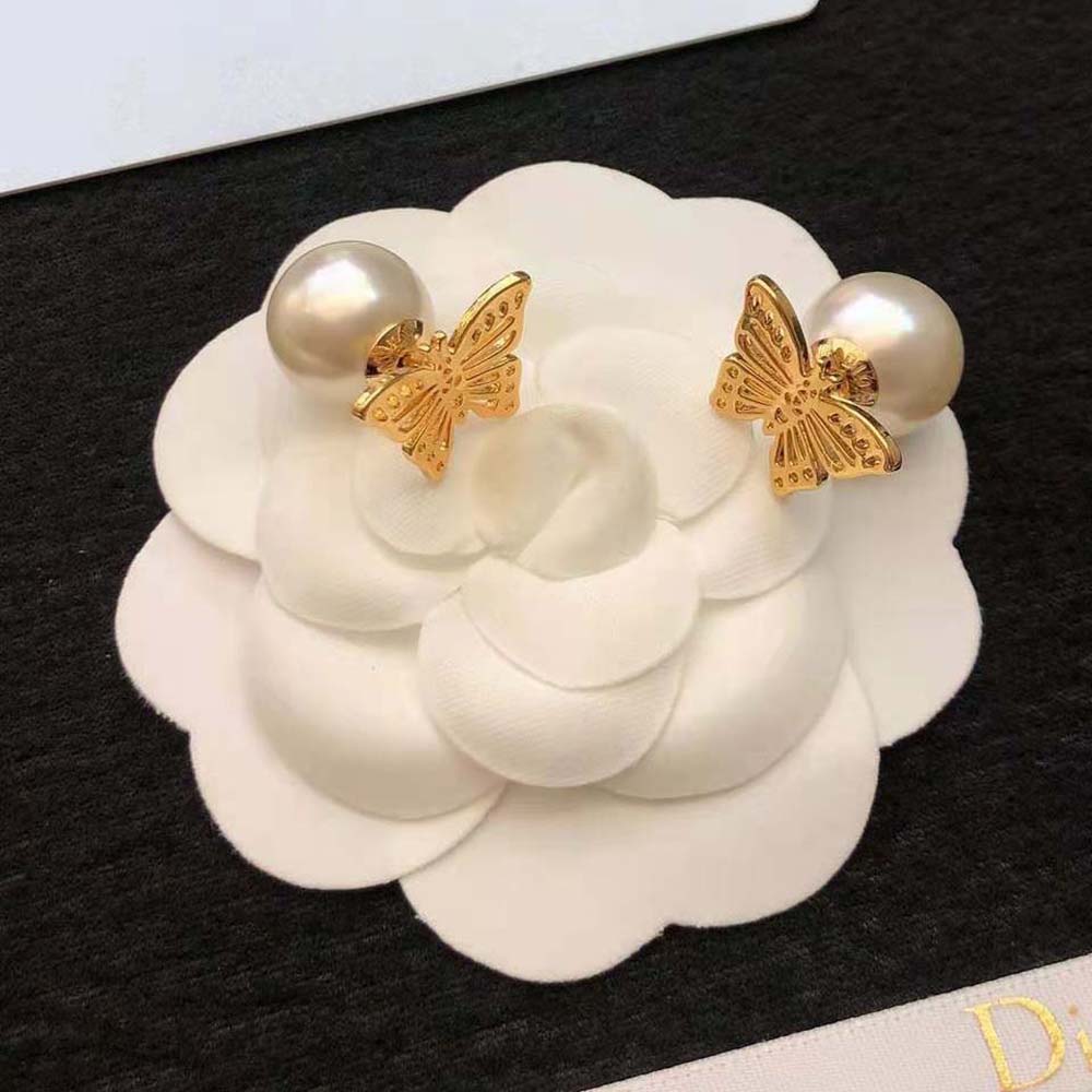 Dior Women Tribales Earrings Gold-Finish Metal and White Resin Pearls - image 7
